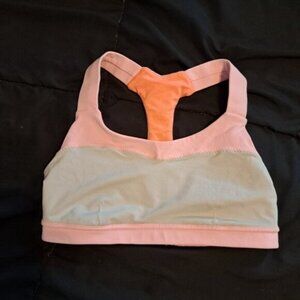 Lululemon pinkgray/coral racerback size 4 bra